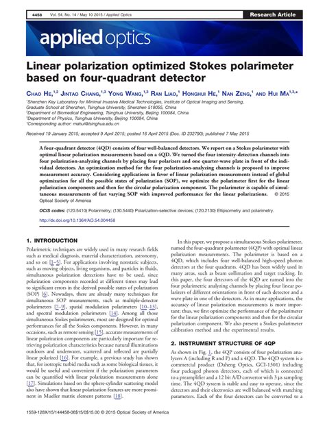 four-detector photo-polarimeter|(PDF) General analysis and optimization of the four.